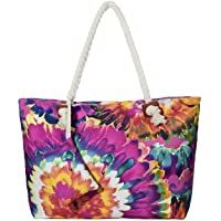  - Bolso de Playa Grande Impermeable con Cremallera Bolso de Hombro Acuarela Vintage Flower Motif